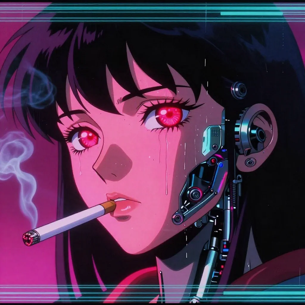 Cyberpunk Girl - AI Generated 90s Retro Anime Art